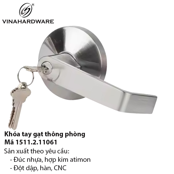 Khóa tay gạt cửa đi xi nikel xước – Mã 1511.2.11061 Vinahardware