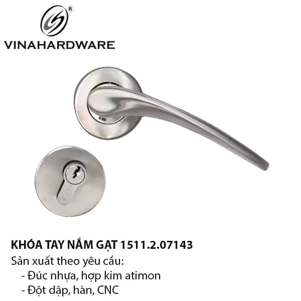 Tay nắm gạt cửa phòng Vinahardware, inox 304 - 1511.2.07143