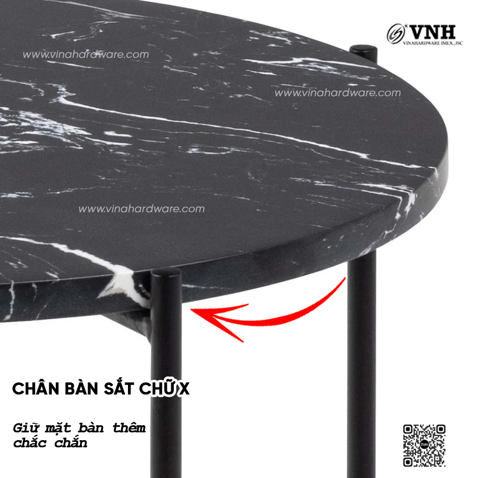 Khung bàn sắt Vinahardware kích thước 460x400x295mm, chân xéo, sơn đen cát- VNH460295