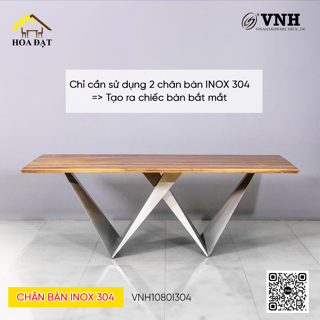Chân bàn inox 304 Vinahardware, khung bàn inox, dày 1.0 ly (1080x310x