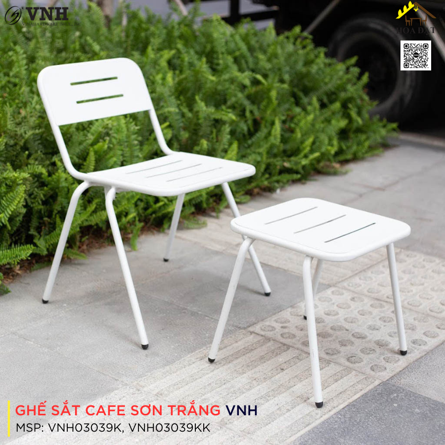 Khung ghế sắt cafe Vinahardware, sơn trắng VNH - Độc Đáo - Chế tác tỉ mỉ - VNH03039K