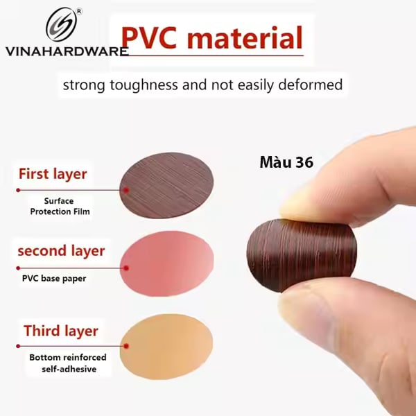 Miếng dán che đầu vít Vinahardware, màu nâu đỏ- CDV12ND