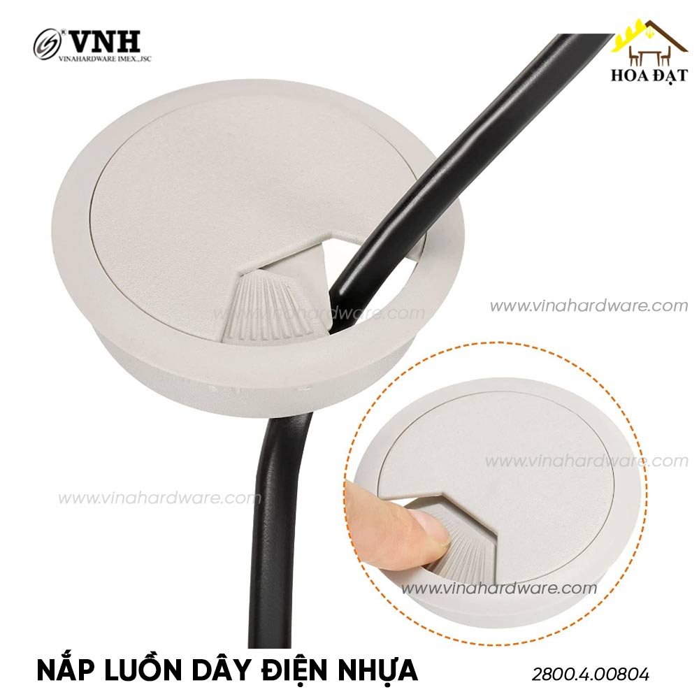 Nắp luồn dây điện nhựa Vinahardware, phi 80mm - W80T