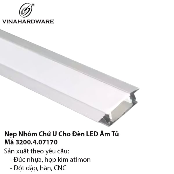 Nẹp Nhôm Đèn LED Chữ U Vinahardware – Mã 3200.4.07170