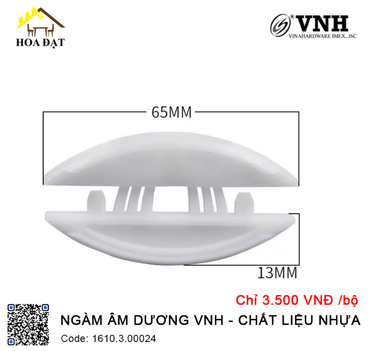 Mộng ngàm âm dương, nhựa trắng - Tắc kê liên kết nhựa Vinahardware sản xuất - VNH002T