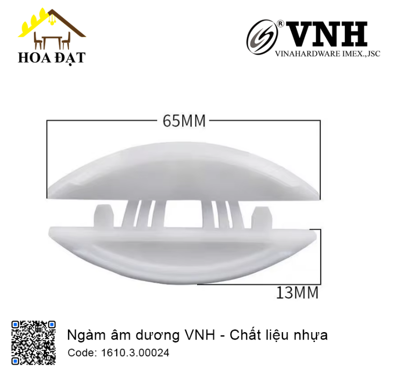 Mộng ngàm âm dương, nhựa trắng - Tắc kê liên kết nhựa Vinahardware sản xuất - VNH002T