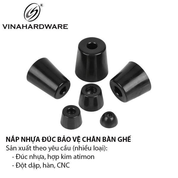 Nắp nhựa đúc côn chụp chân ghế Vinahardware cao 100mm VNH115D100-VNH115D100