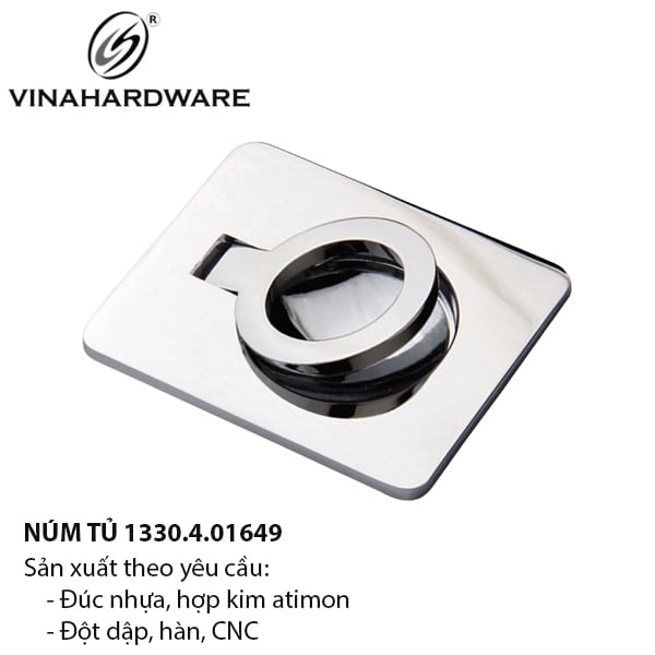 Tay nắm khoen tủ Vinahardware crom (Cao cấp) 1330.4.01649