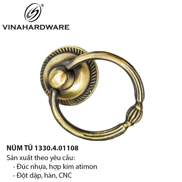 Núm tủ tròn màu đồng 1330.4.01108