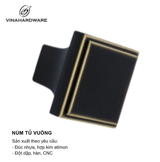 Núm tủ vuông hợp kim, màu đen, loại cao cấp- HD0903B
