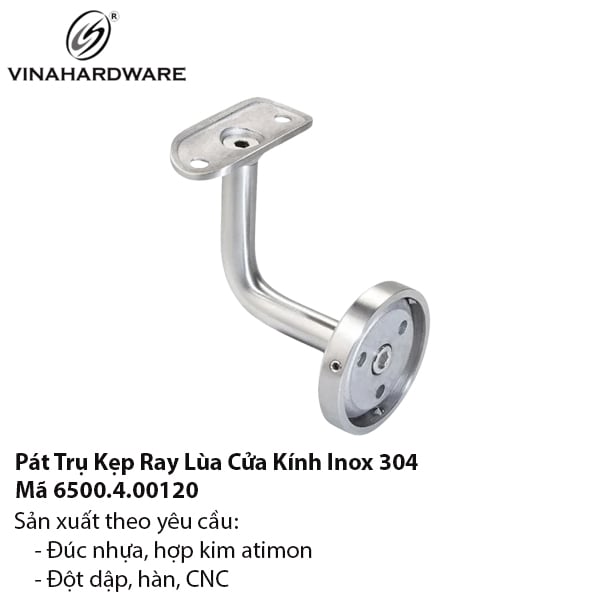 Pát Gắn Ray Trượt Kính Inox 304 – Mã 6500.4.00120
