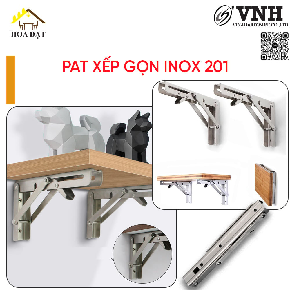 Pat ( bas) xếp gọn inox 201 300mm (12 inch) - Giá đỡ kệ - P45I12-P45I12