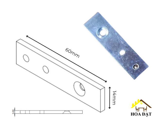 Pat ( Bas) sắt chống lật Vinahardware kích thước 14x60mm 1608.1.45704