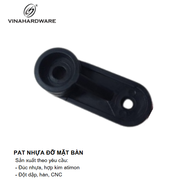 Pat ( Bas) nhựa ovan Vinahardware kích thước 20x52mm lỗ vis 4 , lỗ 6 màu đen BP2052-BP2052