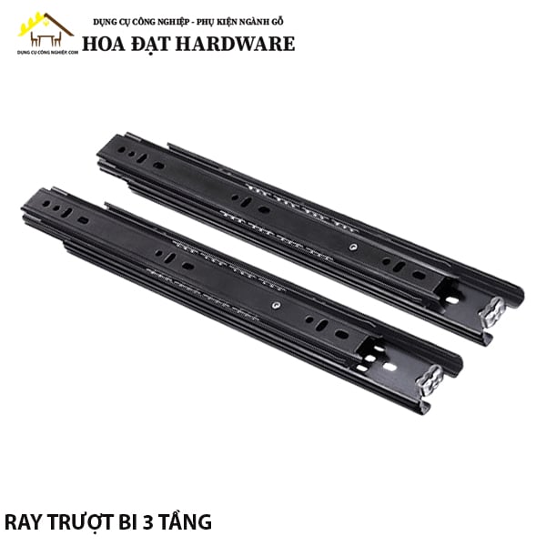 Ray trượt bi 3 tầng bản 45mm màu đen