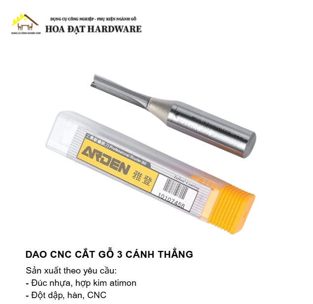 Dao CNC Cắt Gỗ 3 Cánh - Mũi Ø6 - Hiệu Arden