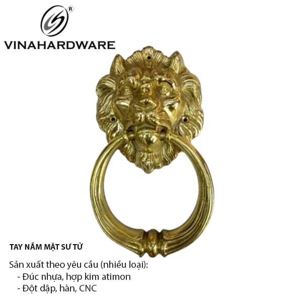 Tay nắm cổng mặt sư tử Vinahardware, đồng thau-HD0304