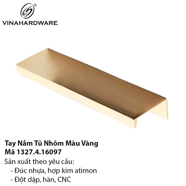 Tay Nắm Tủ Nhôm Mạ Vàng – Gắn Cạnh – Mã 1327.4.16097