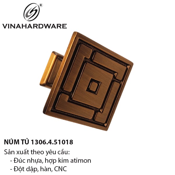 Núm tay nắm tủ màu đồng Vinahardware cao cấp 1306.4.51018