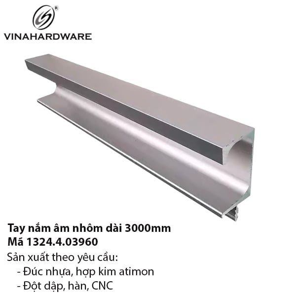 Tay Nắm Nhôm Dạng Âm Liền Thanh 3m – Mã 1324.4.03960