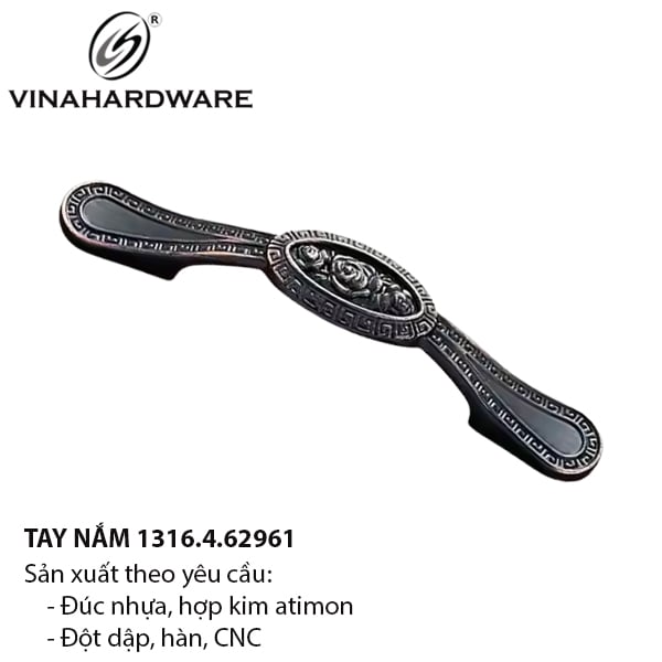 Tay nắm tủ mặt ovan cổ điển Vinahardware, màu đen - HD062B96