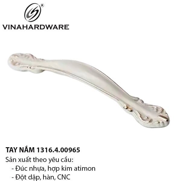 Tay nắm tủ hợp kim Vinahardware màu trắng 1316.4.00965