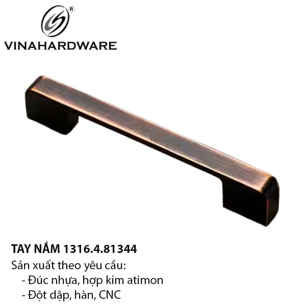Tay nắm tủ kích thước Vinahardware 128x134x9mm, màu brushed 1316.4.81344