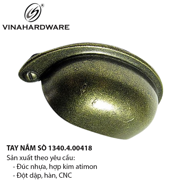 Tay nắm sò Vinahardware màu đồng giả cổ, kích thước 64mm
