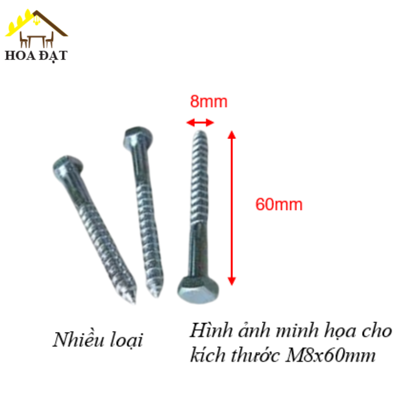 Vít phong M6, M8, M10 đầu lục giác ngoài, màu trắng-ZP860