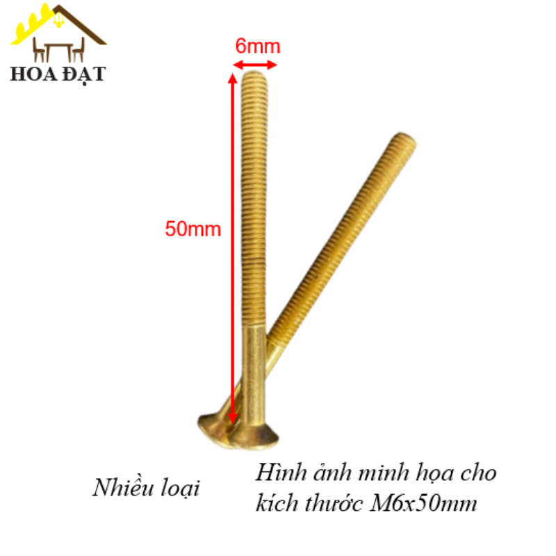 Bulong lục giác chìm đầu côn M6, màu vàng đồng - HSS650Y