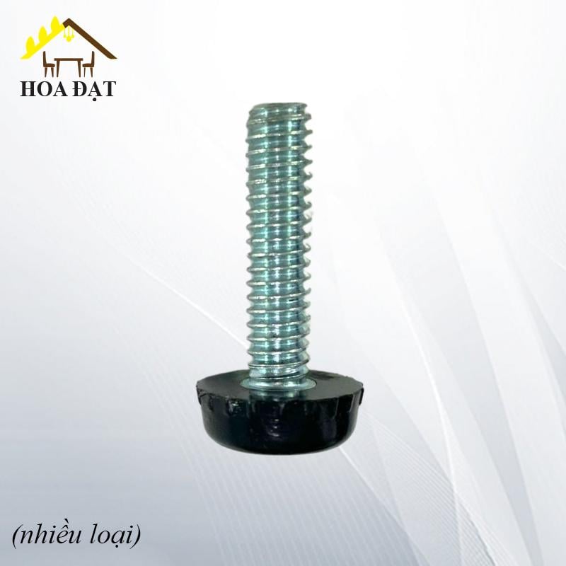 Chân tăng chỉnh 1/4x28m  Vinahardware, đế phi 15x7mm, màu đen - TA1428T15K