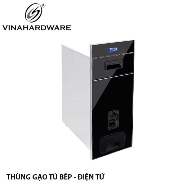 Thùng gạo điện tử - mặt gương màu đen