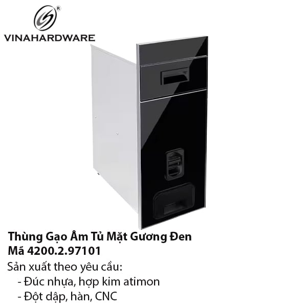 Thùng Gạo Mặt Gương Đen Vinahardware – Mã 4200.2.97101