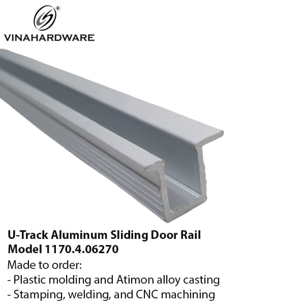 Thanh ray trượt nhôm rãnh U bánh xe cửa lùa - Mã 1170.4.06270