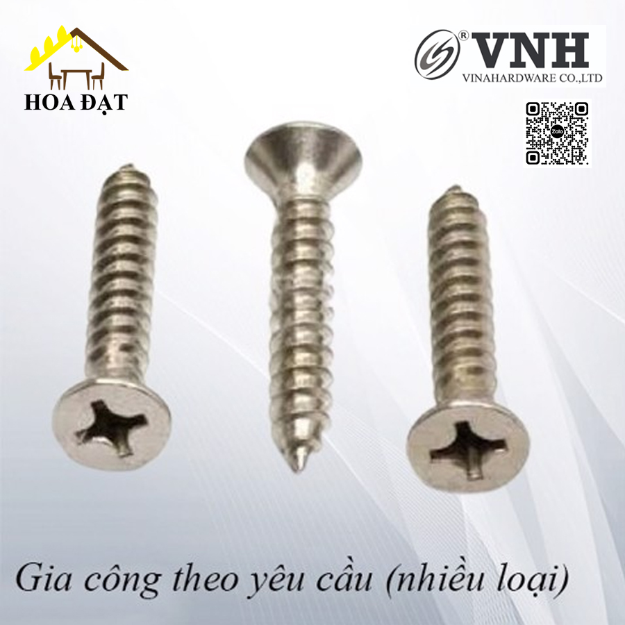 Vít đầu bằng ren nhuyễn Vinahardware loại M2, M4, màu niken