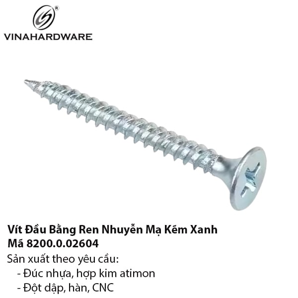 Vít Mạ Kẽm Xanh ren nhuyễn – Mã 8200.0.02604