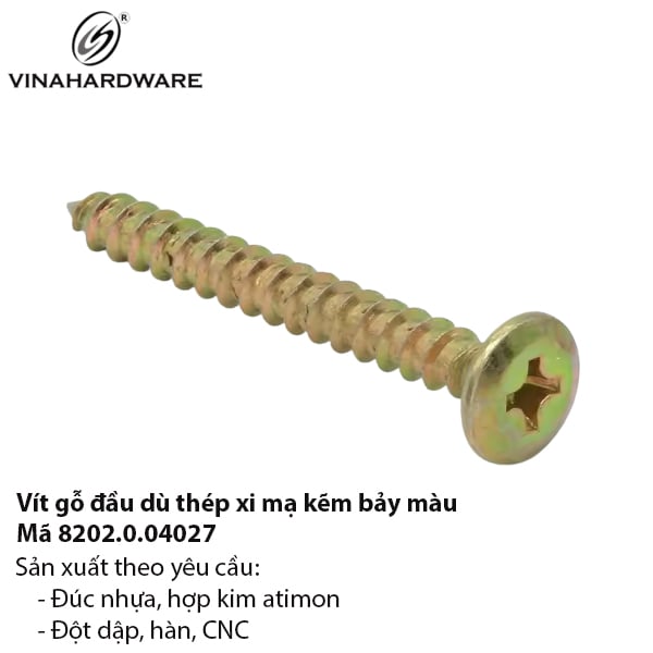 Vít gỗ đầu dù răng nhuyễn Vinahardware - Mã 8202.0.04027