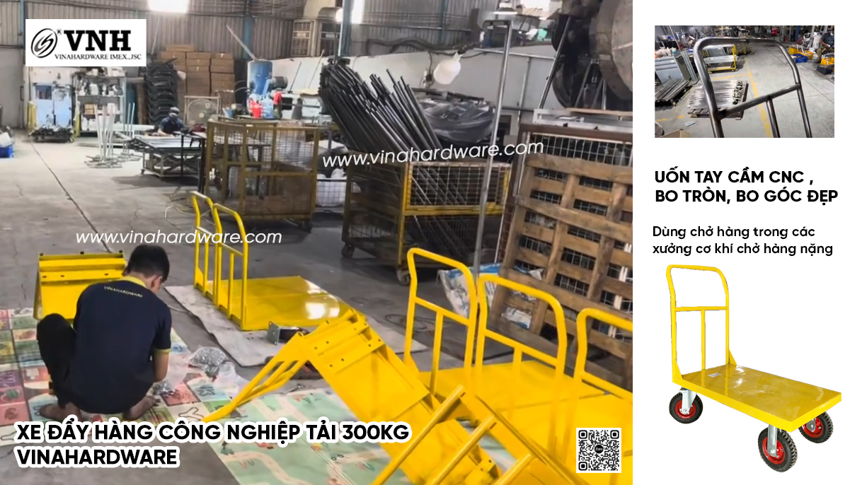 Xe đẩy hàng công nghiệp tải 300kg Vinahardware - 800x450x930mm