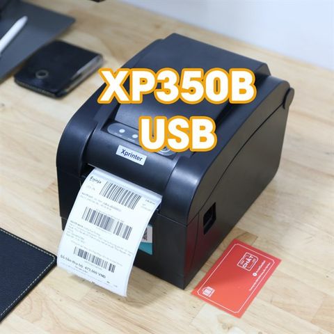  Máy in Xprinter XP350B USB in tem nhãn sản phẩm Minicode và đơn hàng tem vận chuyển 