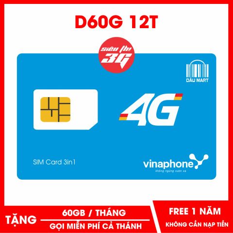  SIM 4G Vinaphone VD89 - D60G  Miễn Phí DATA và Nghe Gọi 1 Năm Không Cần Nạp Tiền 