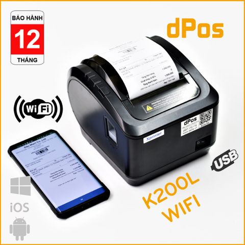  Máy in K200L WIFI - Máy in hóa đơn k80 hỗ trợ kết bối WIFI và USB 