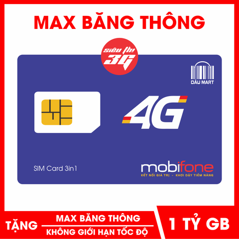  SIM 4G Mobifone MAX Không Giới Hạn Băng Thông Tốc Độ Cao 