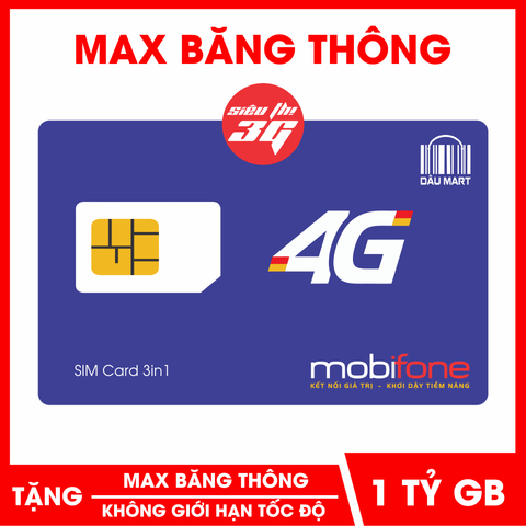  SIM 4G Mobifone MAX Băng Thông Không Giới Hạn DATA Tốc Độ Cao 