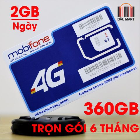  SIM 3G 4G Mobifone Trọn Gói 6 Tháng 360GB (2GB/Ngày) 