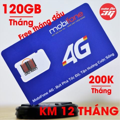  SIM 4G Mobifone Tặng 120GB/Tháng (Free tháng đầu) 