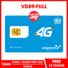 SIM 4G Vinaphone VD89 - D60G  Miễn Phí DATA và Nghe Gọi 1 Năm Không Cần Nạp Tiền