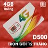 SIM 4G Viettel D500 Trọn Gói 1 Năm Với 4GB/Tháng