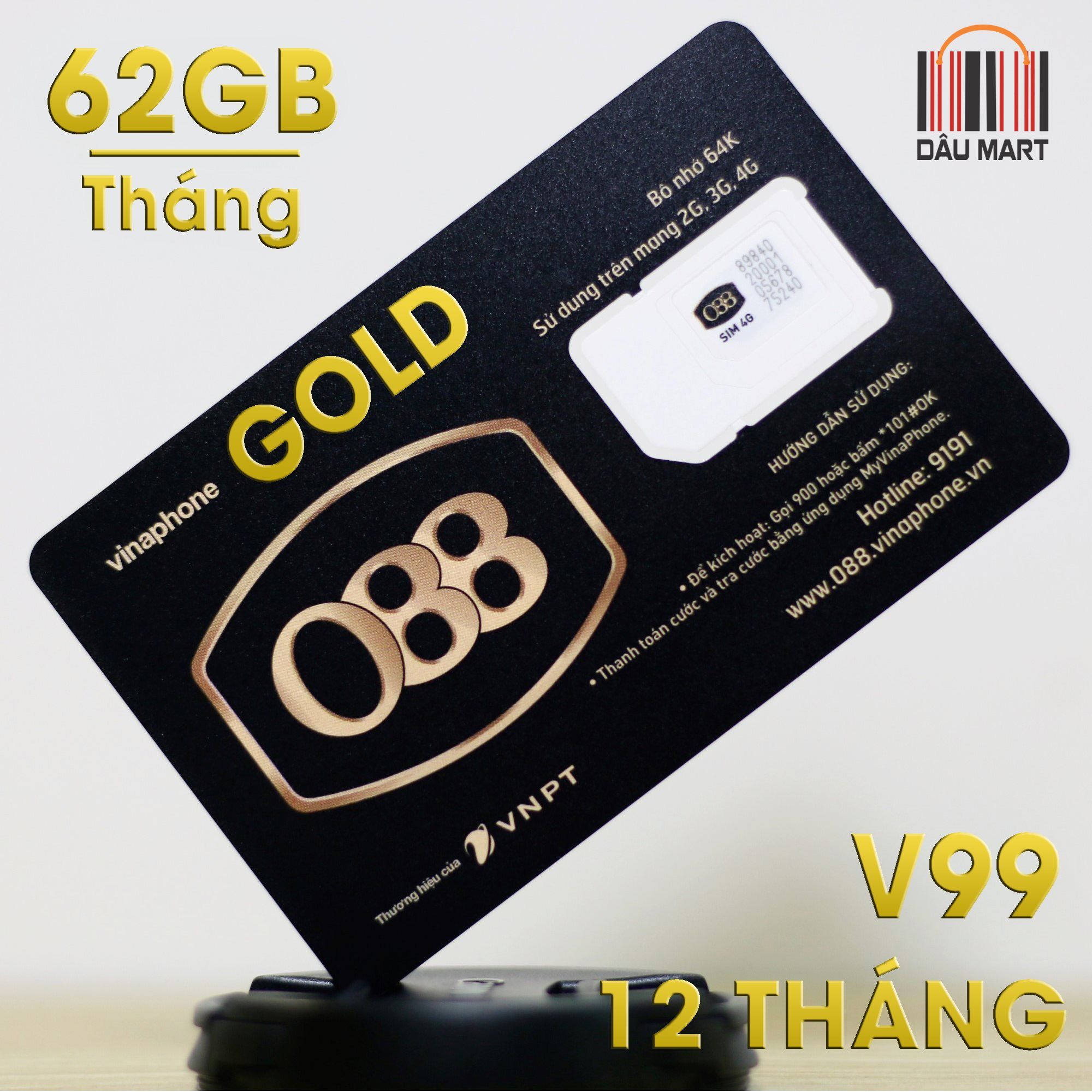 SIM 4G Vina Gold V99 Tặng 62GB/Tháng Gọi Miễn Phí 43.000 phút