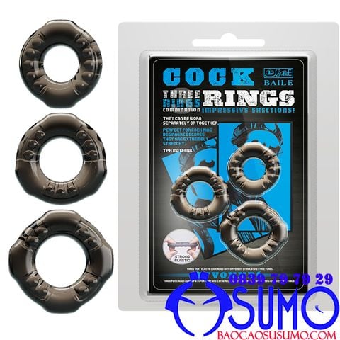 Bo 3 vong silicone Cockring Baile chinh hang co dam mem mai danh cho nam