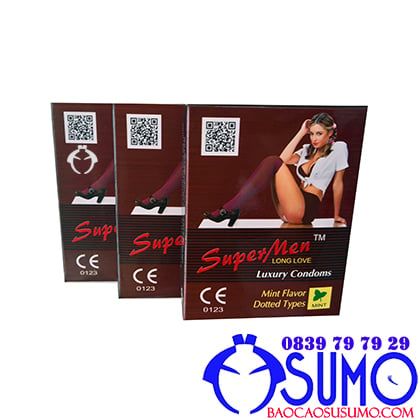Bao cao su Super Men bạc hà mát lạnh gai nhám liti hộp 10 chiếc